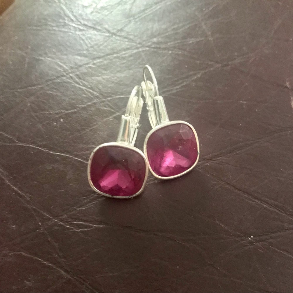 Joan Rivers Pink and Silver Cushion-Cut Earrings